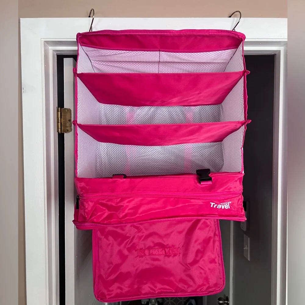 Vibrant Pink Hanging Closet Organizer